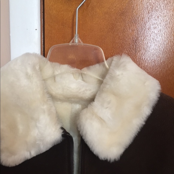 VINTAGE leather suede jacket with fur lining - Picture 4 of 5